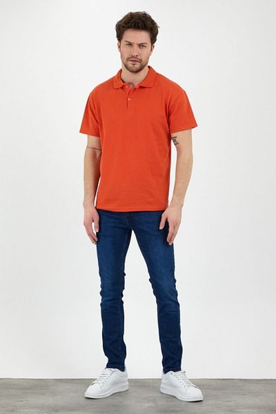 Beybun boutique Tricou portocaliu slim/slim Fitt cu gât polo