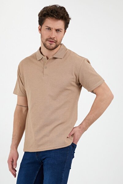 Beybun boutique Μπεζ στενό/λεπτό μπλουζάκι Polo με λαιμόκοψη