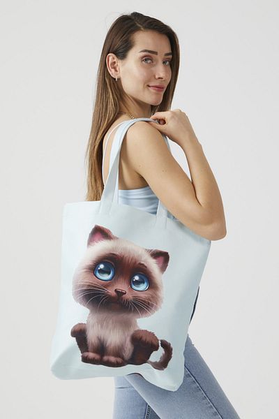 AYSHOME Ays Home Cute Bead Cat Mint υφασμάτινη τσάντα ώμου για αγορές