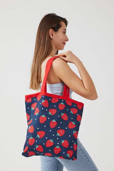 AYSHOME Ays Home Strawberry Pattern Πανί Shopping Beach Shoulder Bag