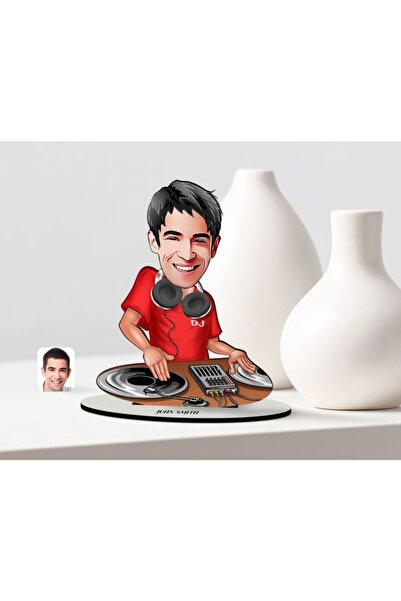 Bk Gift Kişiye Özel Erkek Dj Karikatürlü Ahşap Biblo Model