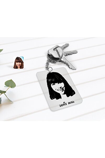 Bk Gift Kişiye Özel Kadın Silüet Tasarımlı Şeffaf Pleksi Anahtarlık-1