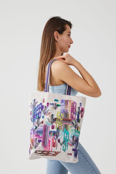 AYSHOME Ays Home Flower Pattern Υφασμάτινη τσάντα ώμου για ψώνια