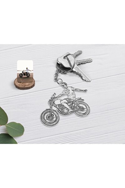 Bk Gift Kişiye Özel Tam Boy Karakalem Motosikletli Adam Karikatürlü Şeffaf Pl...