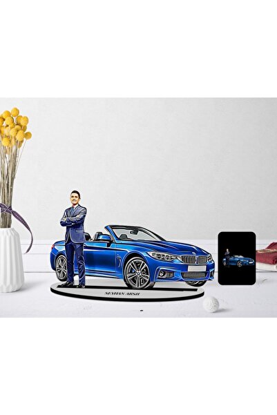 Bk Gift Kişiye Özel Tam Boy Erkek Otomobil Karikatürlü Ahşap Biblo Model-1