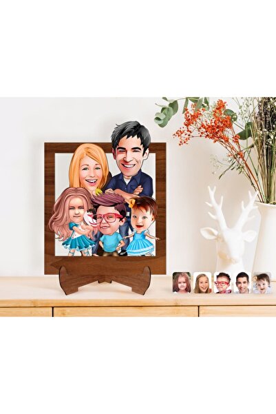 Bk Gift Kişiye Özel Aile Karikatürlü Ahşap Standlı 3d Biblo-7