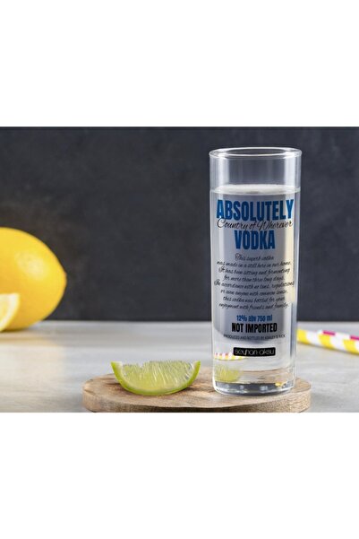 Bk Gift Kişiye Özel Renkli Baskılı Absolutely Vodka Tasarımlı Vodka Bardağı-1