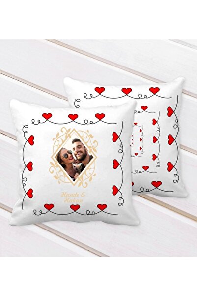 Bk Gift Kişiye Özel Isimli Fotoğraflı Kurdela Kalp Desenli Dekoratif Kırlent ...