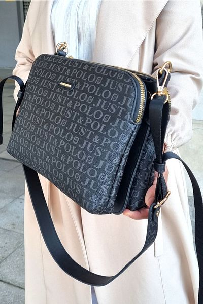 Just Polo Women's Black Bag Wallet Combination (COLOR IN THE PICTURE IS BLACK)