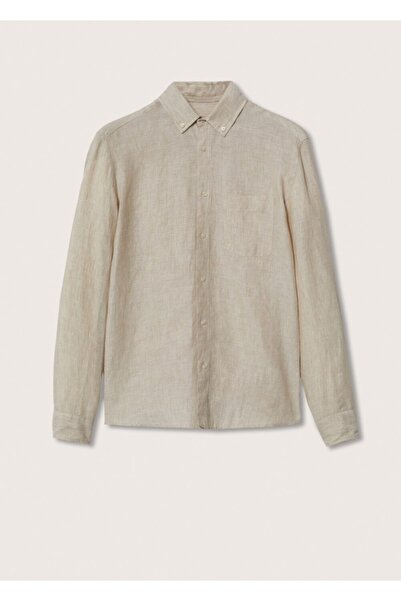 MANGO Man %100 Keten Dar Kesim Gömlek
