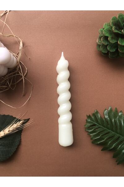 Elif Design Krem Rengi Burgu Şamdan Mumu Tombik Kokulu Burgu Mum Spiral Mum