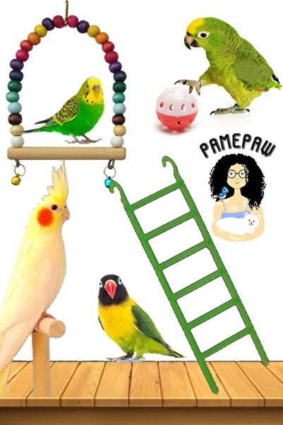 PAMEPAW 3'lü Muhabbet Kuşu Ve Papağan Oyuncak Seti
