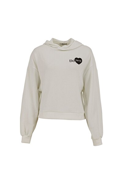 Ltb Hanorac alb imprimat cu glugă