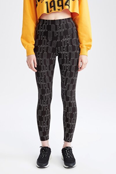 DeFacto Fit Baskılı Yüksek Bel Sporcu Tayt