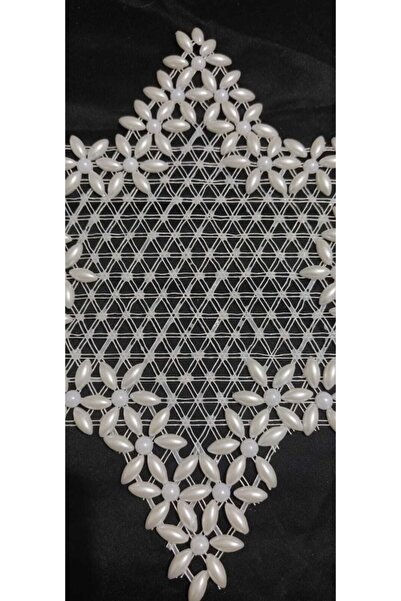 ART HEDİYE Star Patterned 3 Piece Beaded Pulley Napkin - Lace Tsrm4-3