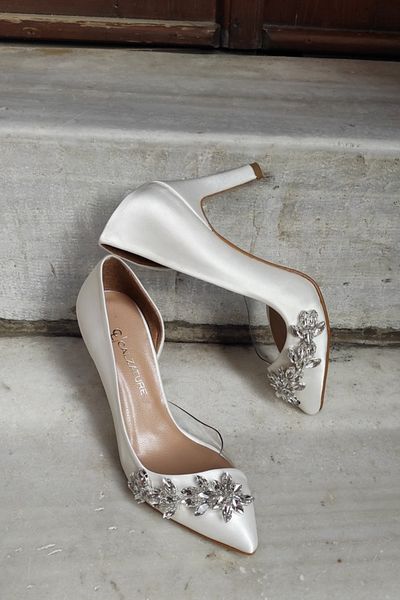 LA CALZATURE Pearl Satin 9 cm Side Transparent Star Accessory Heeled Stiletto