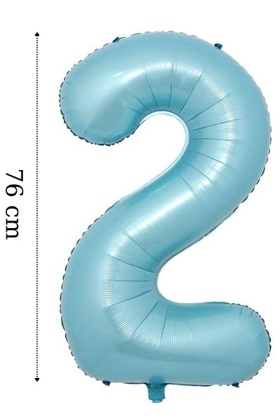 ELGALA Foil Balloon Number 2 Helium Balloon 76 Cm Blue Color