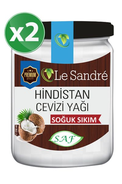 Le'Sandre Organics زيت جوز الهند - 2 × 250 مل معصور على البارد