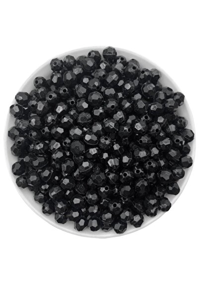 Hedef Bijuteri 50gr 8mm Siyah Renk Petek Model Akrilik Boncuk,takı , Çanta Yapım Boncuğu (50gr,~200 Adet)