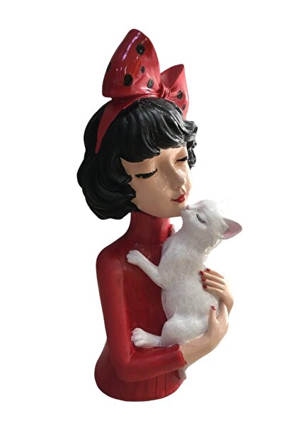 Genel Markalar Kedili Kız Biblo - Dekor