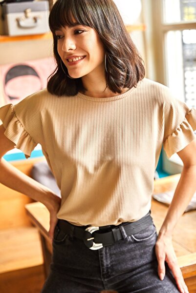 Olalook Γυναικείο μπλουζάκι με πέτρινο μανίκι με καμινάδα TSH-19000417