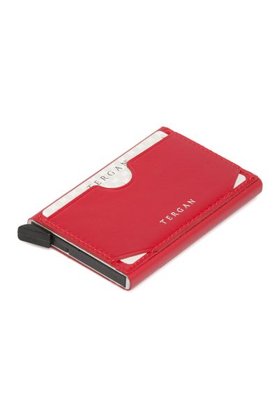Tergan Red Leather Unisex Credit Card Holder 00260c71