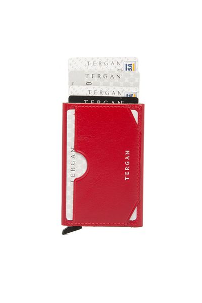 Tergan Red Leather Unisex Credit Card Holder 00260c71