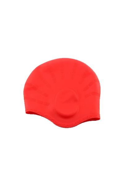 eleven market Yüzücü Bonesi Silikon Kulaklı Kırmızı Yüzücü Bonesi