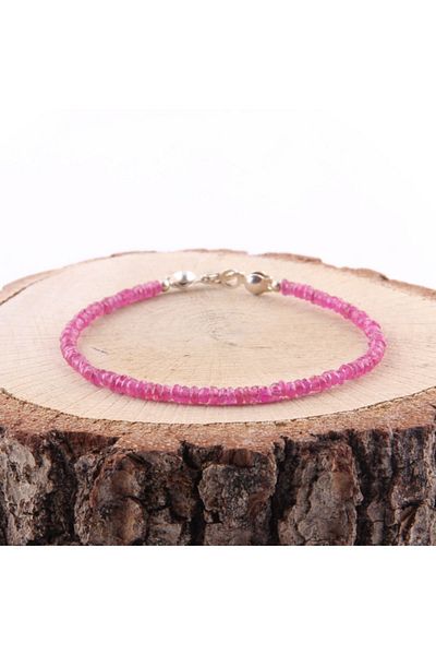 OSMANLI DOĞAL TAŞ Certified Ruby Bracelet-Custom Made Natural Stone Bracelet B351