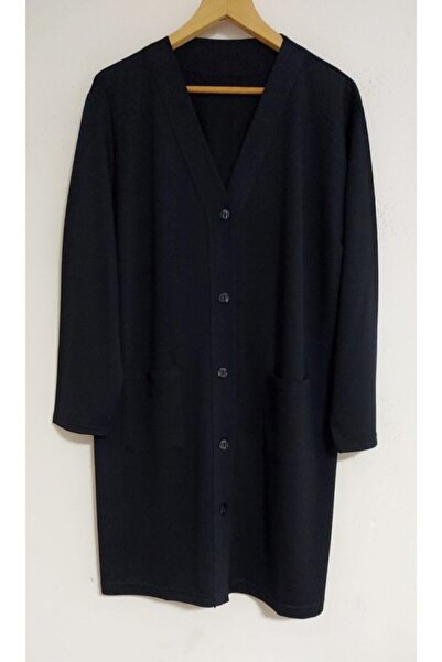 Genel Markalar Kadın Siyah Anne Cepli Uzun Penye Hırka