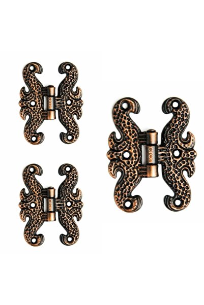 ARON (3 ADET) Dekoratif Eskitme Kelebek Menteşe Antik Bakır Büyük Mobilya Menteşesi