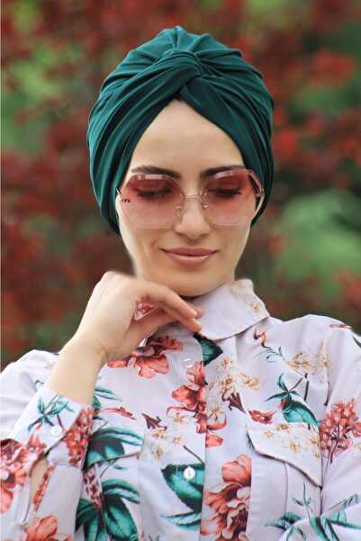 Amisos Bone Şal Hazır Tesettür Giyim Dolama Bone Hazır Modelli Zümrüt Renk (kadın Tesettür Giyim)-kadın Giyim.