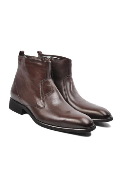 BURÇ AYAKKABI Brown Genuine Leather Men's Boots