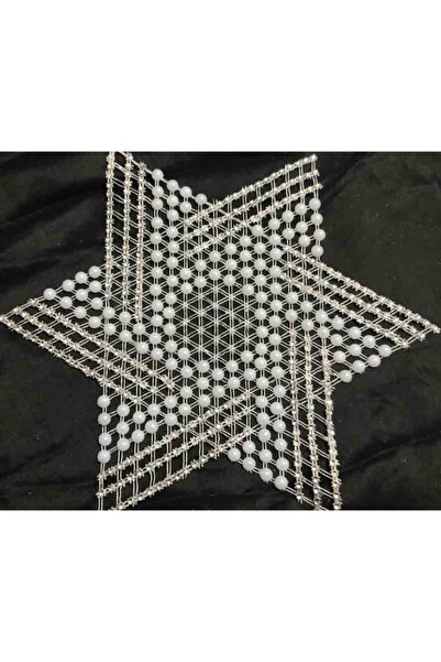 ART HEDİYE 3 Parça Kasnak Işi Boncuklu Yıldız Peçete Dantel Tsrm16-3