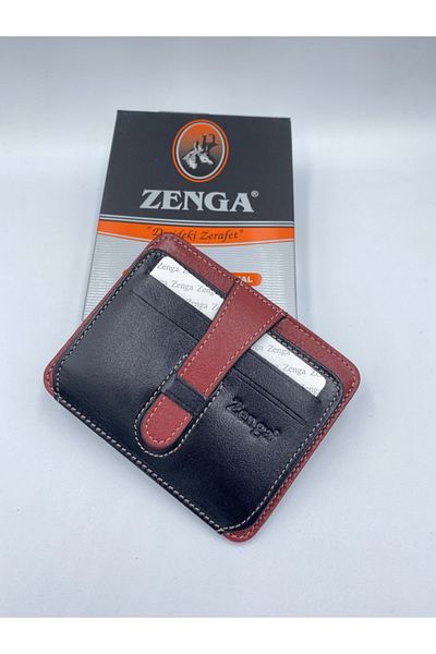 Zenga Original Genuine Leather A Quality Card Holder Men's Wallet Black - Brown