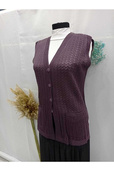 Sel Tekstil Women's Mercerized Chain Motif Mother Vest