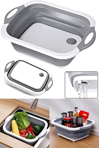 Parmeva لوح تقطيع متعدد الوظائف مع سلة قابلة للطي ومصفاة غسيل الفواكه والخضروات