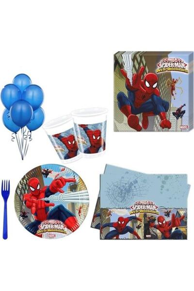 Parti dolabı Spiderman Partisi , Örümcek Adam Doğumgünü 24 kişilik 12 parça