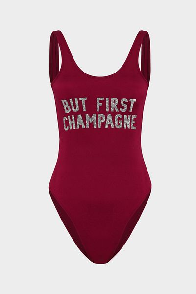 Açelya Okcu Αλλά το First Champagne Slogan Push Up μαγιό
