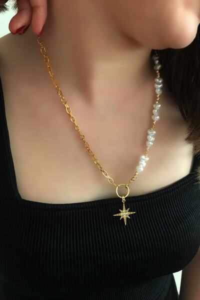 Histakı قلادة نسائية بسلسلة من اللؤلؤ على شكل نجمة شمالية