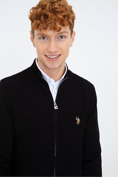 U.S. Polo Assn. Μαύρη ανδρική ζακέτα