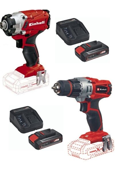 Einhell Te-Ci 18/1 Akülü Vidalama Einhell Te-Cd 18/2 Akülü Matkap 2x2.5 Akü ve Şarj Starter Kit