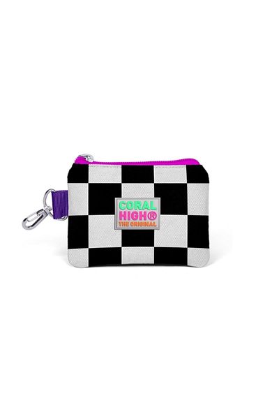 Coral High Kids Purple Checker Pattern Coin Purse 21802
