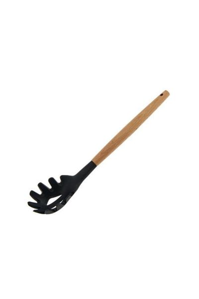 Kosova Black Silicone Bamboo Handle Pasta Spoon