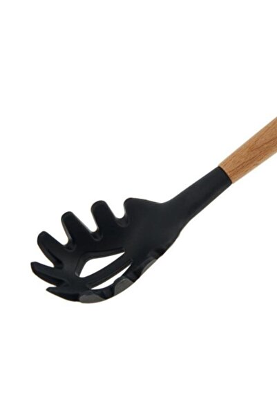 Kosova Black Silicone Bamboo Handle Pasta Spoon