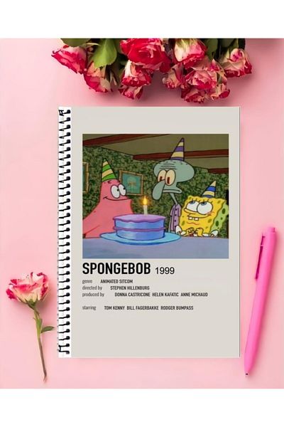 animeandyourworld Spongebob Special Design A4 Notebook - 21*29 Cm, Ring No Line, 1 Large Size