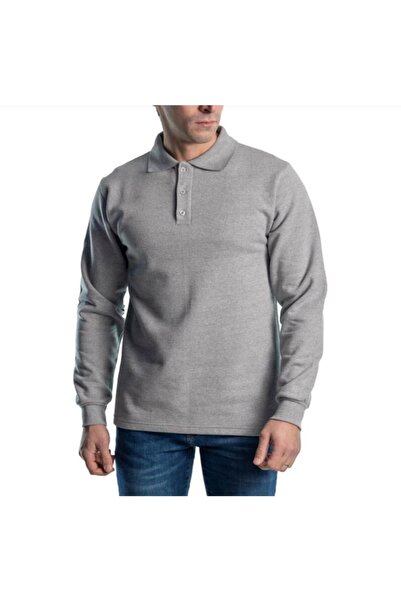 Gri Polo Yaka Personel Sweatshirt