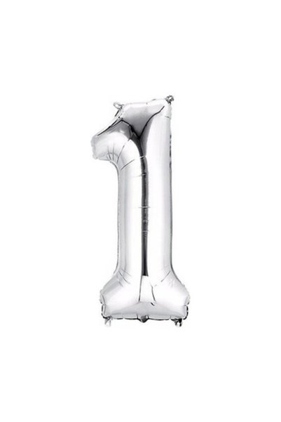 Genel Markalar 1 Rakam Gümüş Folyo Balon 32 Inç 80 Cm -