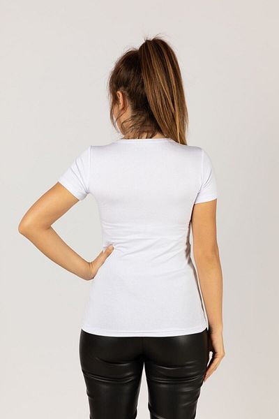 sevdalı Women's Black Crew Neck Short Sleeve White Badi Undershirt All Size