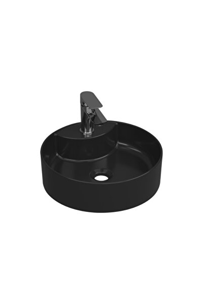 ALVİT Quarter Bath Round Line Tezgah Üstü Batarya Del.lav. Parlak Siyah